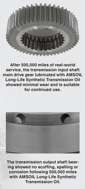 AMSOIL SAE 50 Long-Life Synthetic Transmission Oil Shows Minimal Wear
