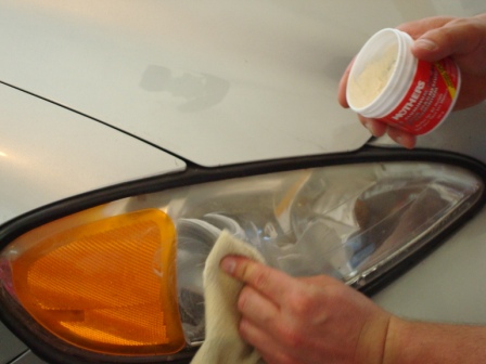 Applying Polish to Headlight